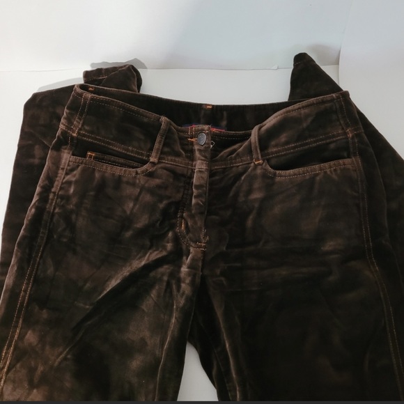 BCBG MAXAZRIA Mid-Rise Boyfriend Dark Brown Corduroy Pants Size 8 - Picture 2 of 7